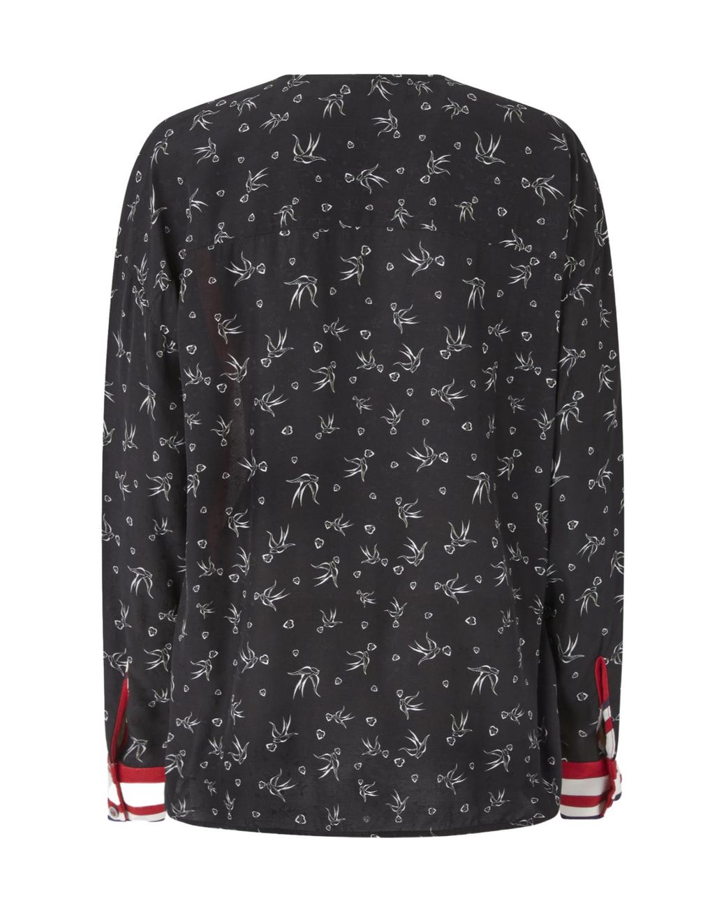 Pinko Black Bird-Print Striped Top