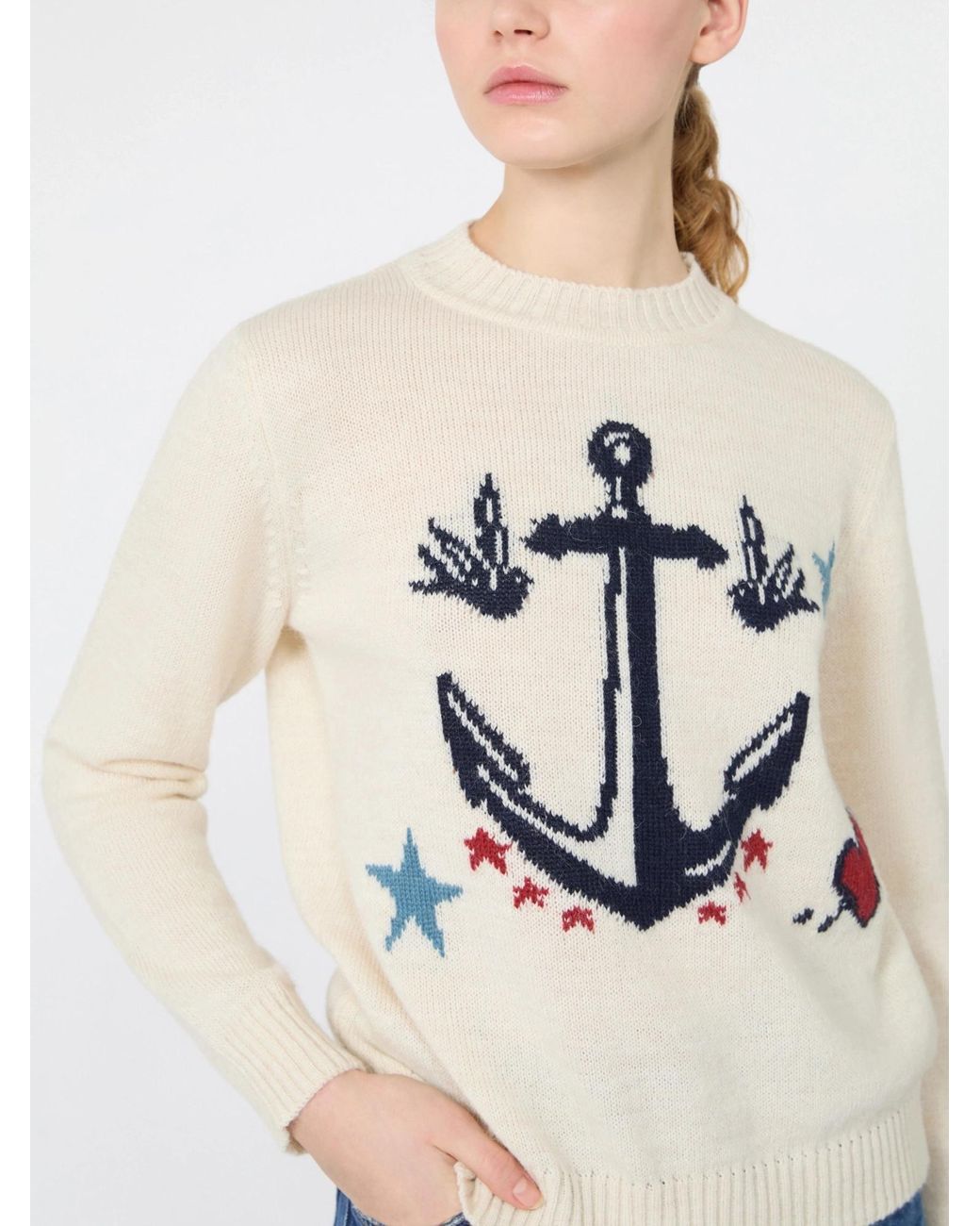 Weekend by Maxmara White Wkdnitra Motif Intarsia Knitted Jumper