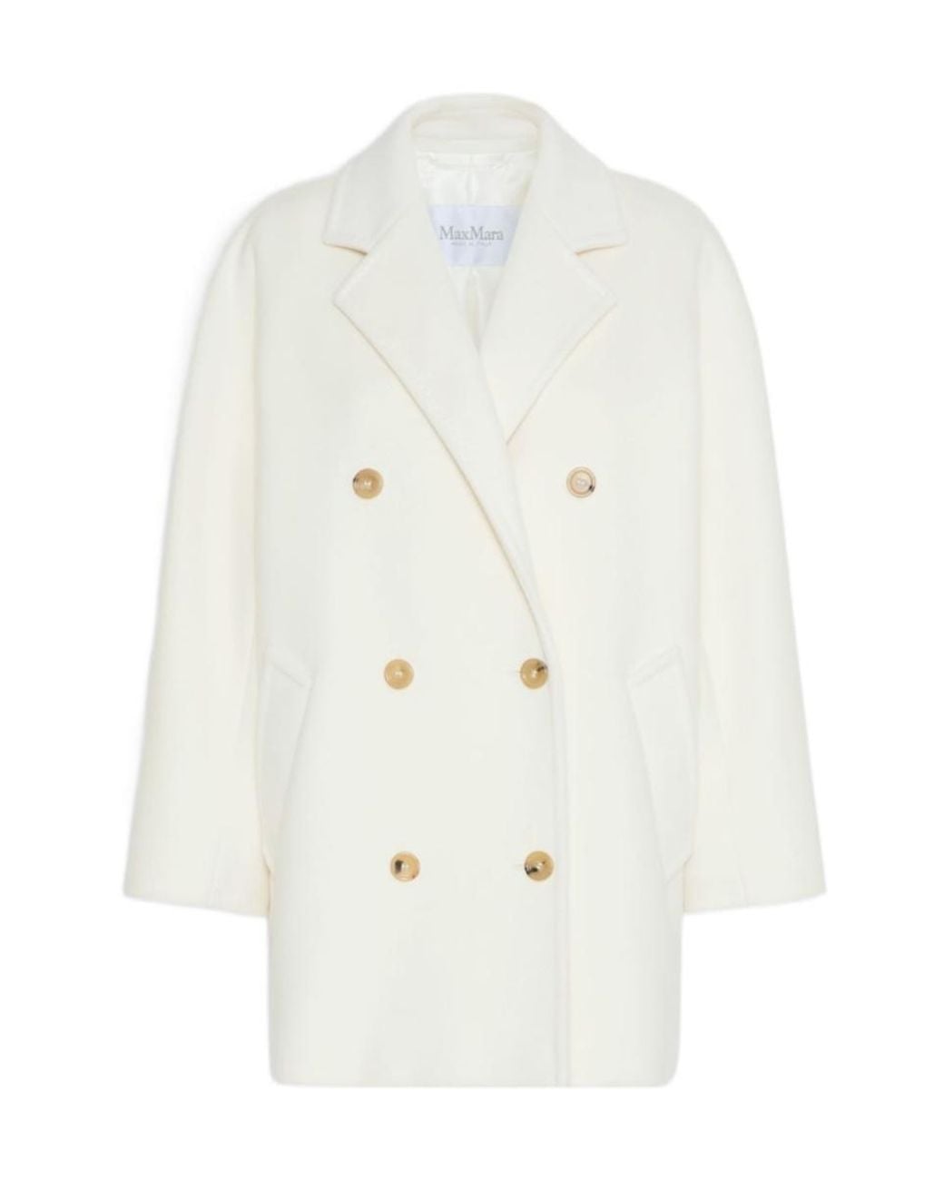 Max Mara White Double-Breasted Notched-Lapels Jacket
