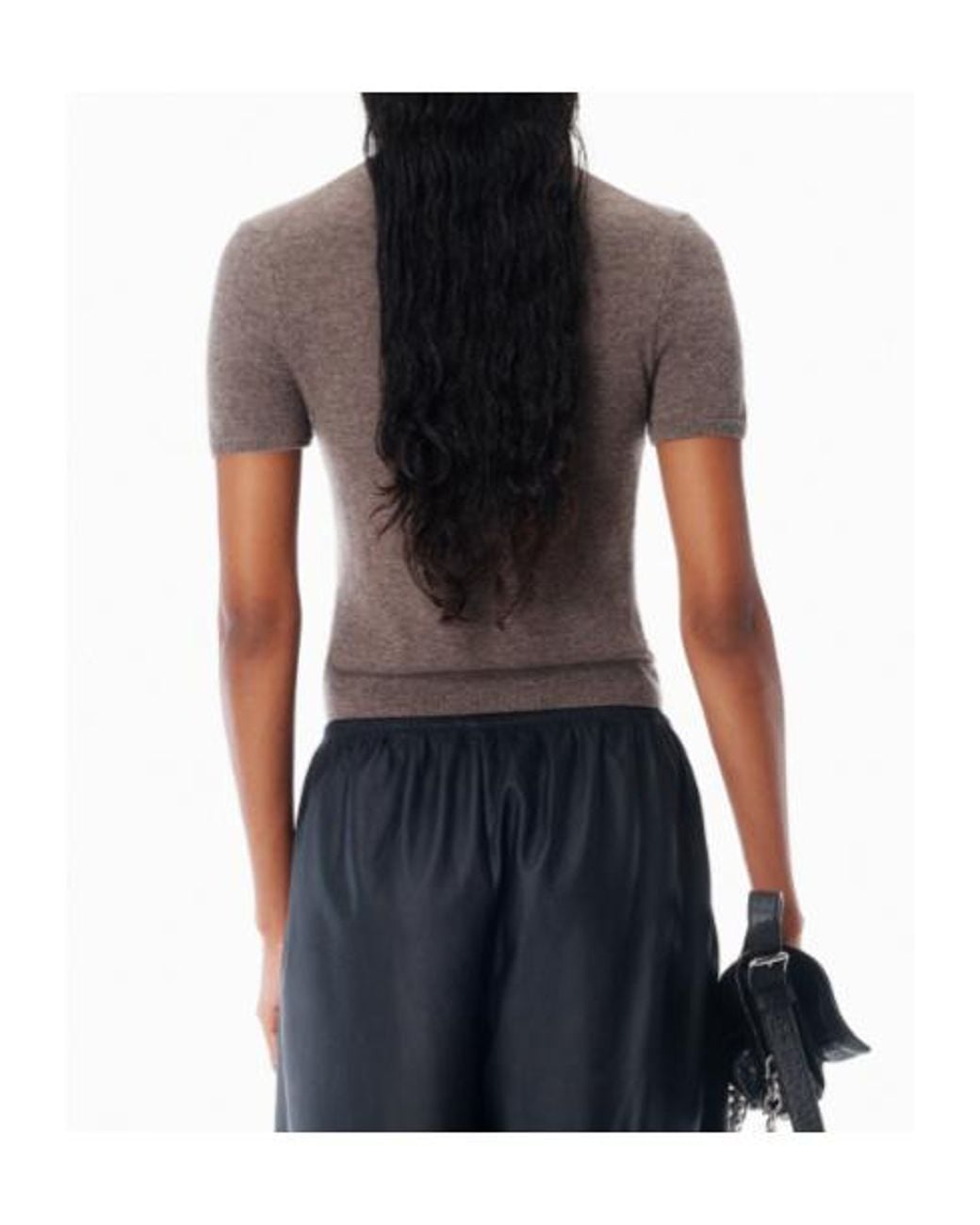 T By Alexander Wang Gray Logo Patch Crewneck Knitted T-Shirt