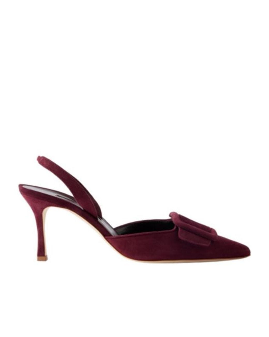 Manolo Blahnik Purple Buckled Suede Slingback Pumps