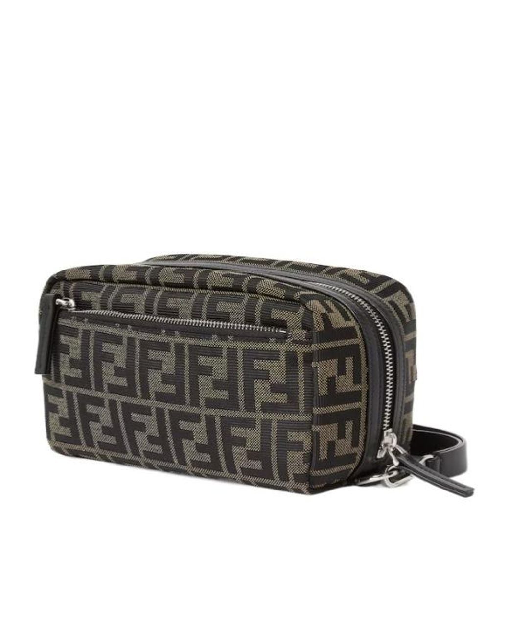 Fendi Brown Monogrammed Zipped Wristlet Bag for men