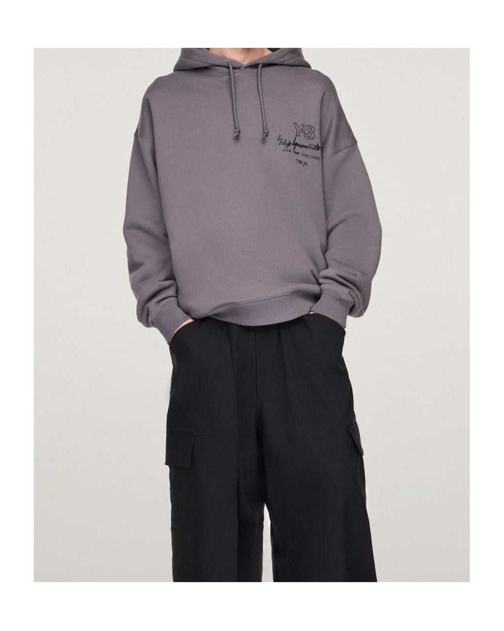 Y-3 Gray Graphic Ft Hoodie for men