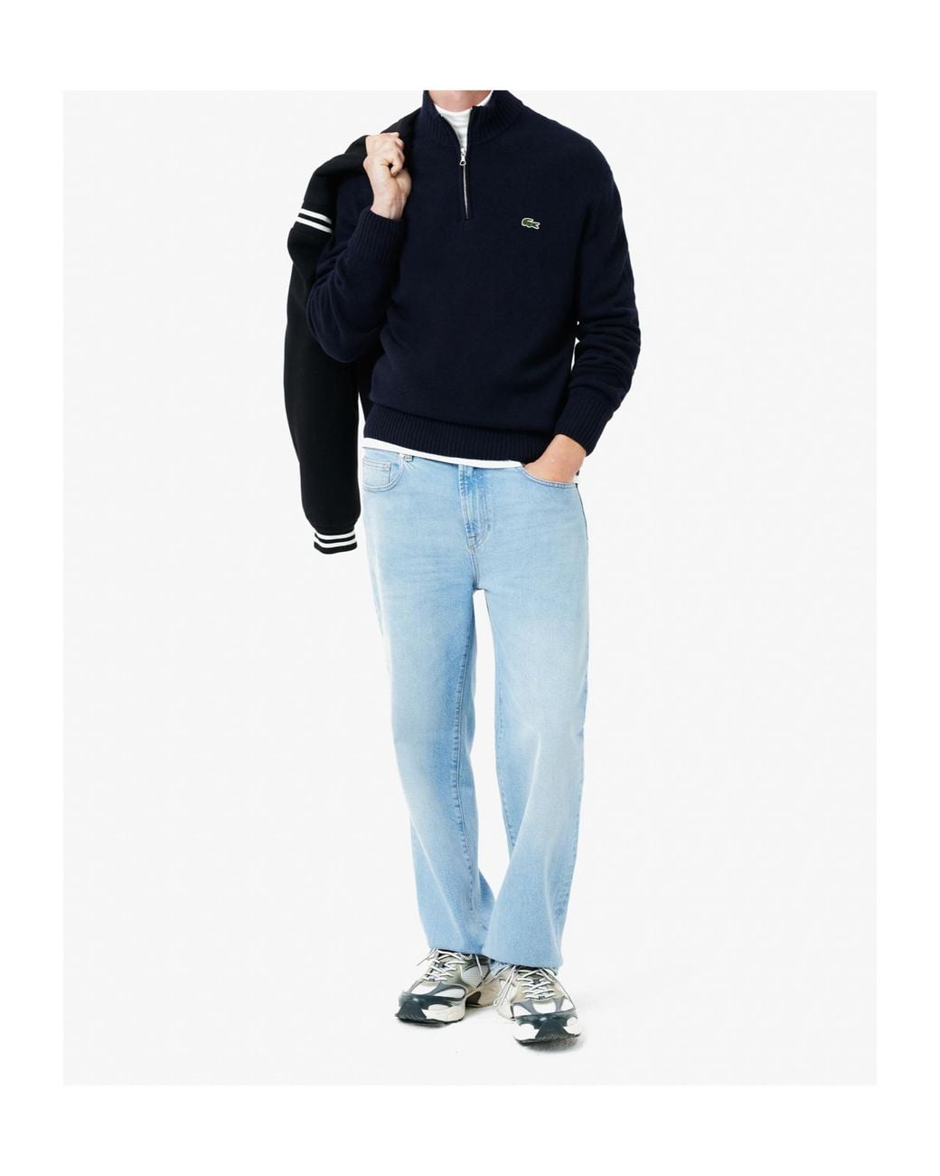 Lacoste Blue Half Zipper Sweater for men