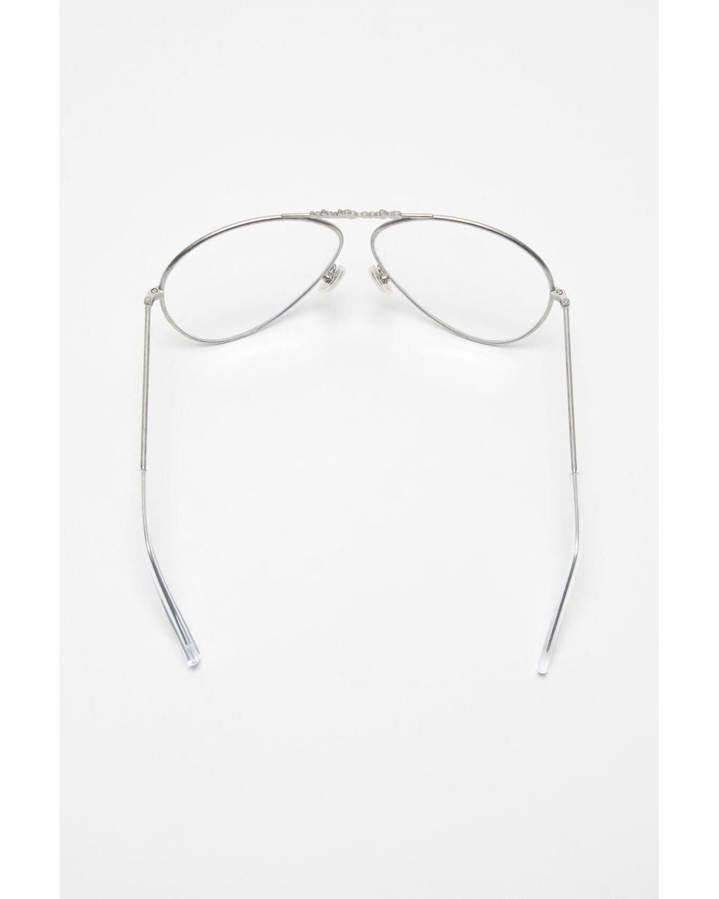 Acne White Logo-Detail Pilot-Frame Glasses