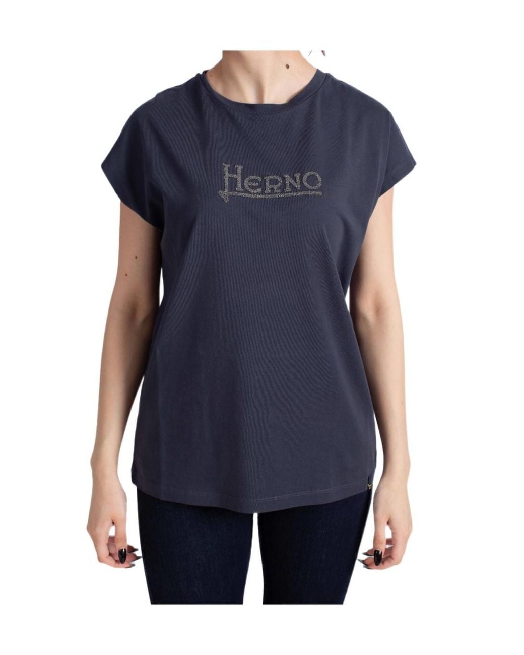 Herno Blue Logo-Embellished Crewneck T-Shirt