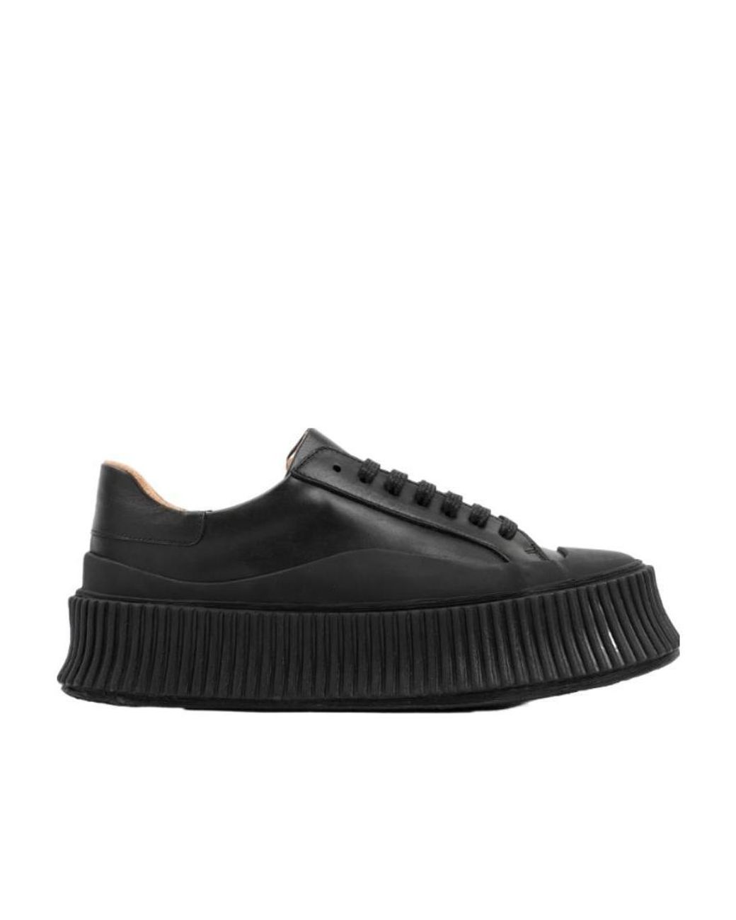 Jil Sander Black Lace-Up Round-Toe Sneakers