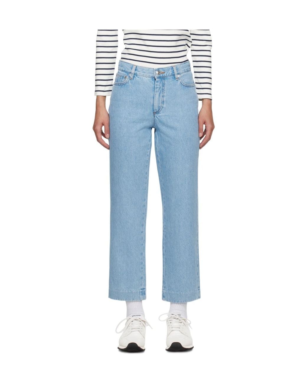 A.P.C. Blue New Sailor Stitch-Detail Denim Trousers