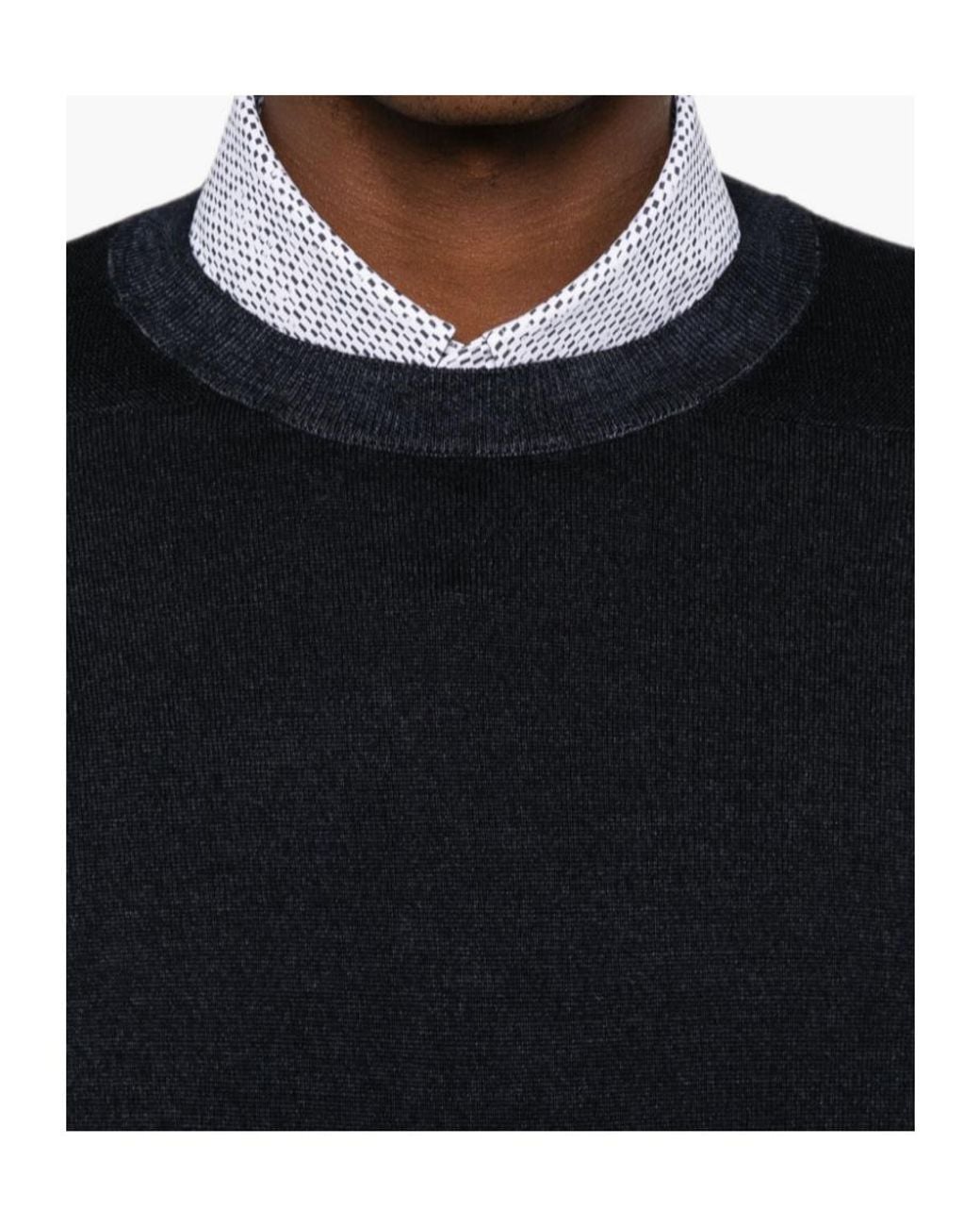 Emporio Armani Black Crew-Neck Virgin-Wool Sweater for men