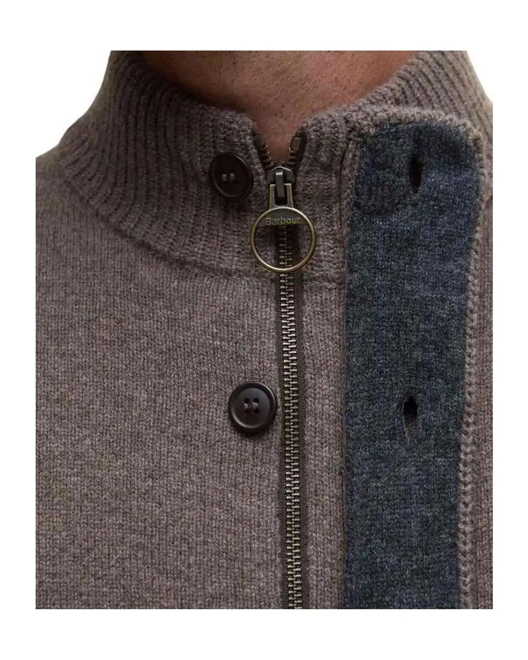 Barbour Brown Button-Up Elbow-Patch Cardigan for men