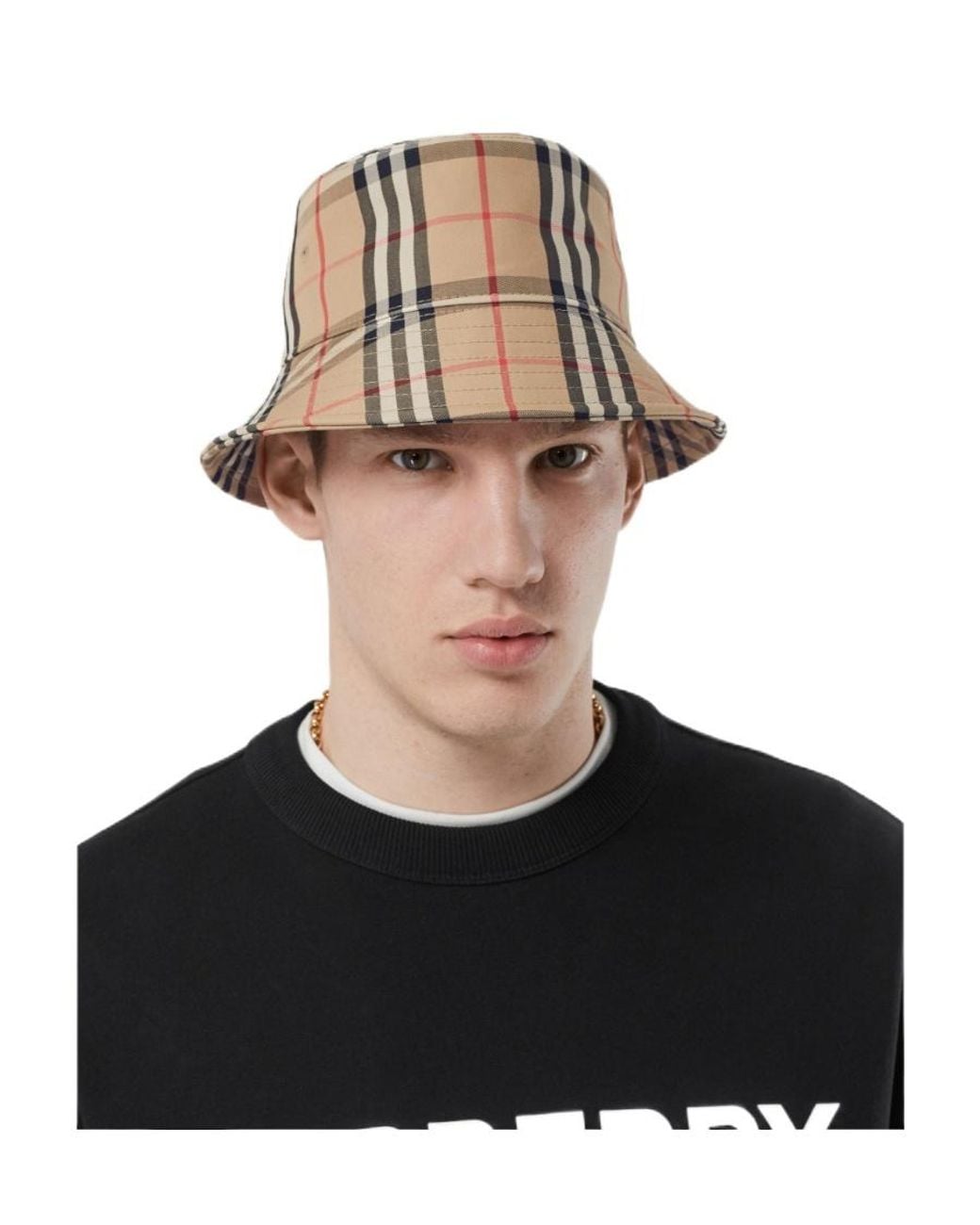 Burberry Natural Vintage Checked Bucket Hat for men
