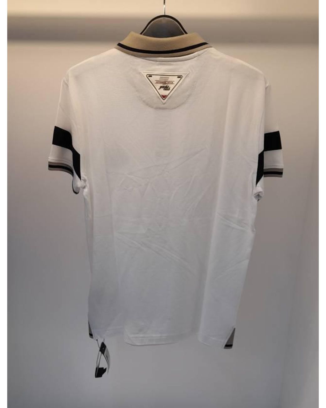 EA7 Gray Logo Contrast-Collar Polo Shirt for men