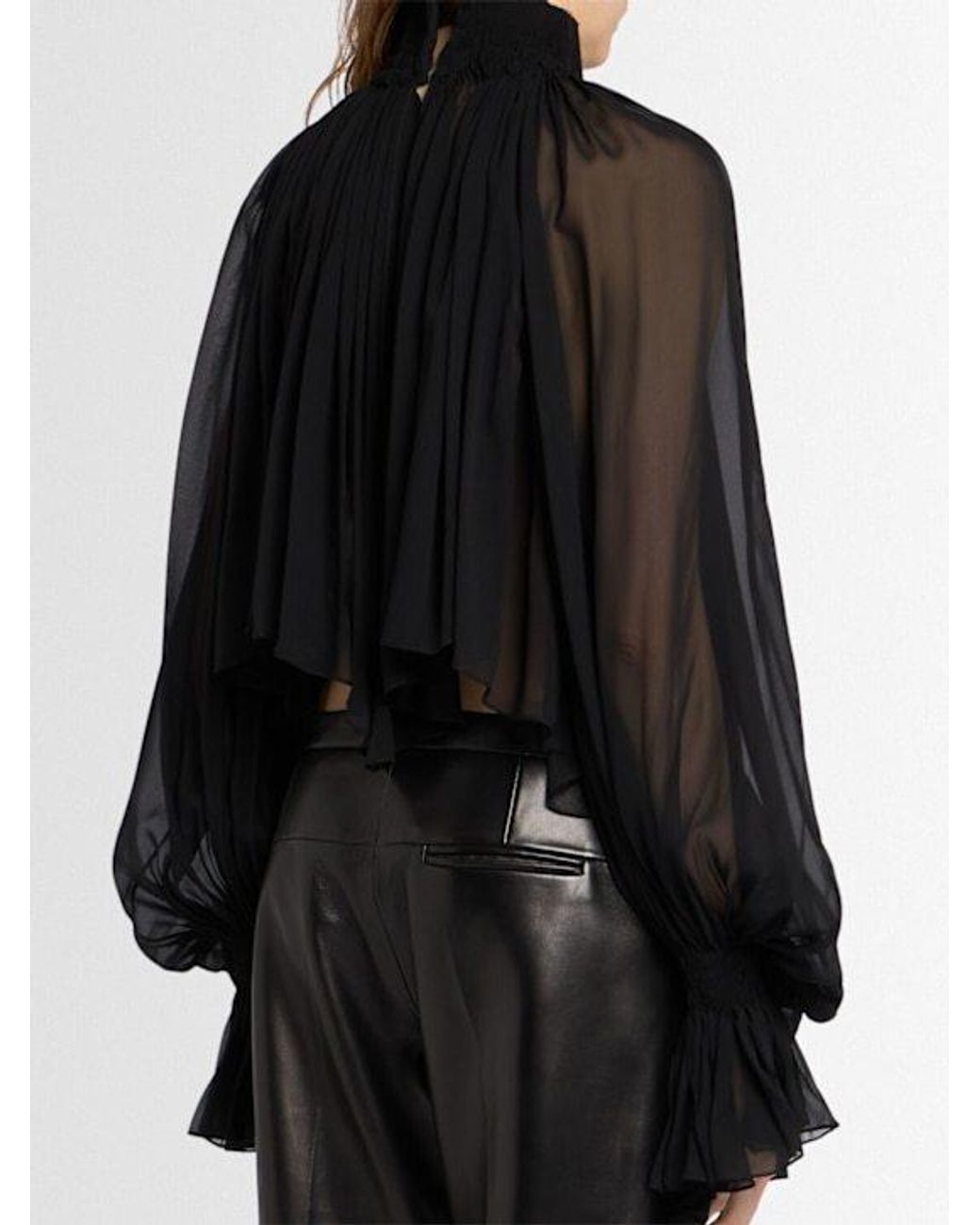 Khaite Black Durer Ruffled Silk Shirt