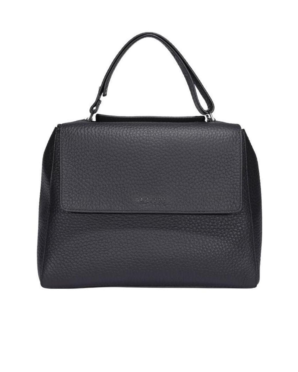 Orciani Black Sveva Logo Lettering Medium Shoulder Bag