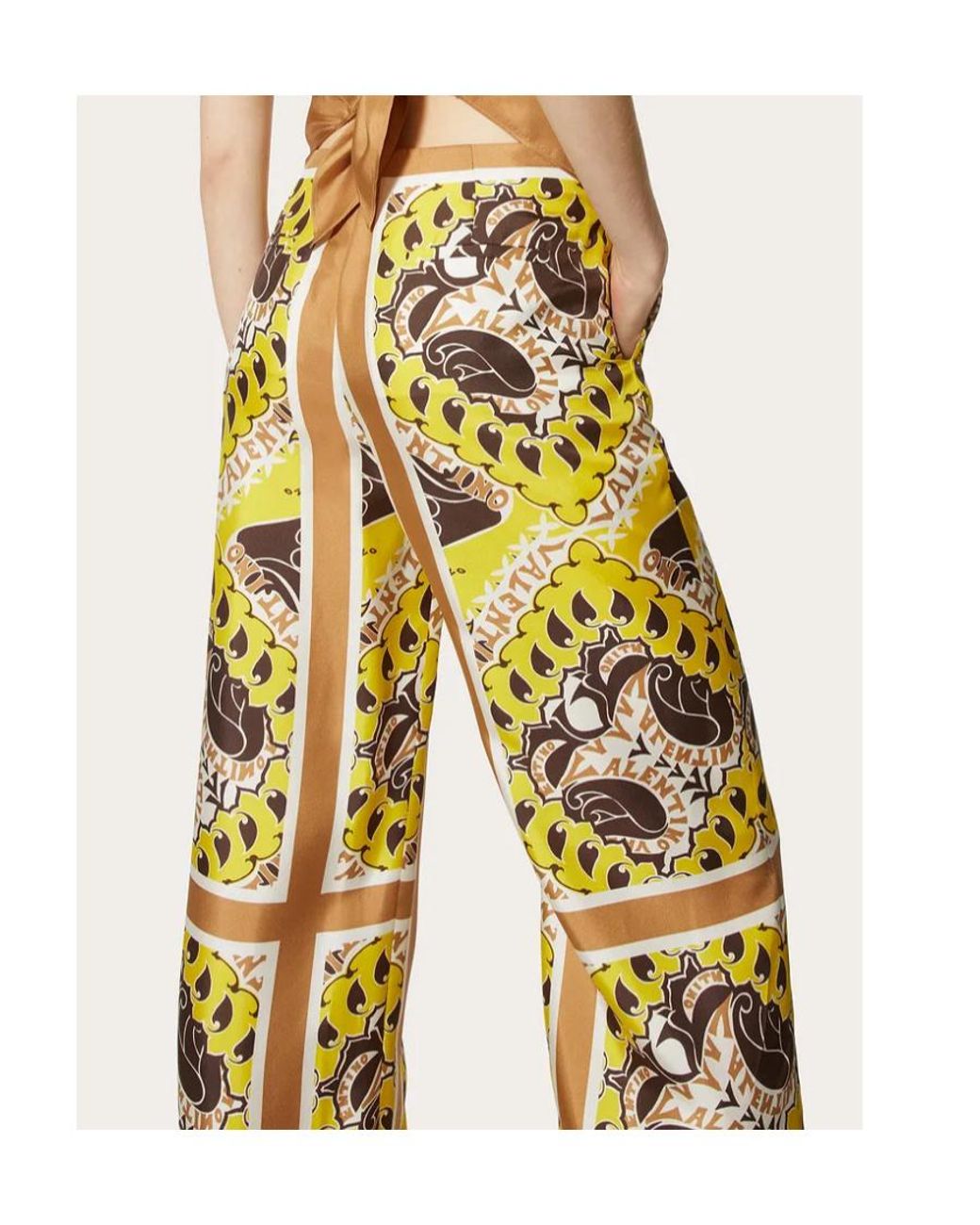 Valentino Metallic Paisley Print High Waist Trousers