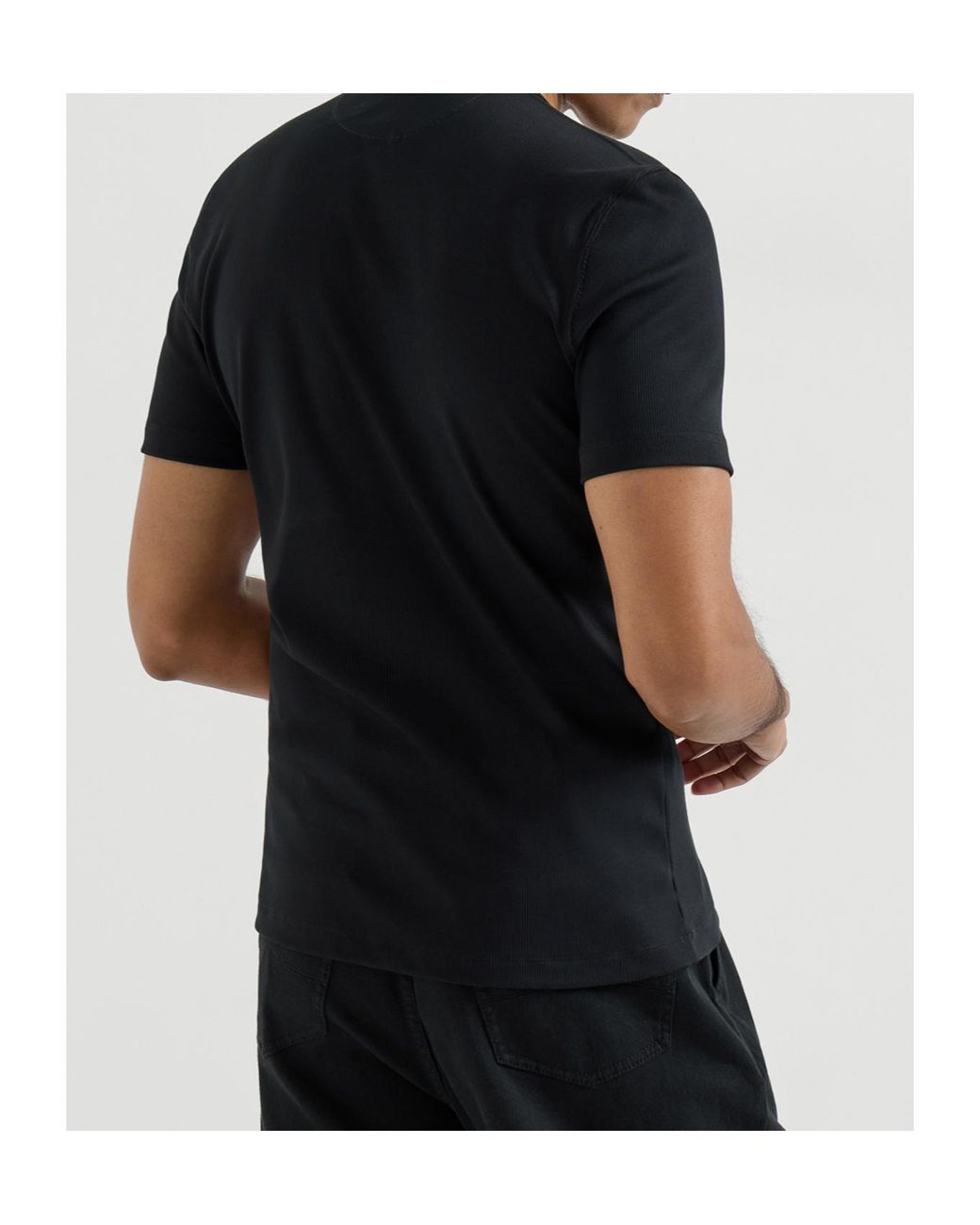 Brunello Cucinelli Black Stretch Cotton And Modal Ribbed Jersey Crew Neck T-Shirt for men