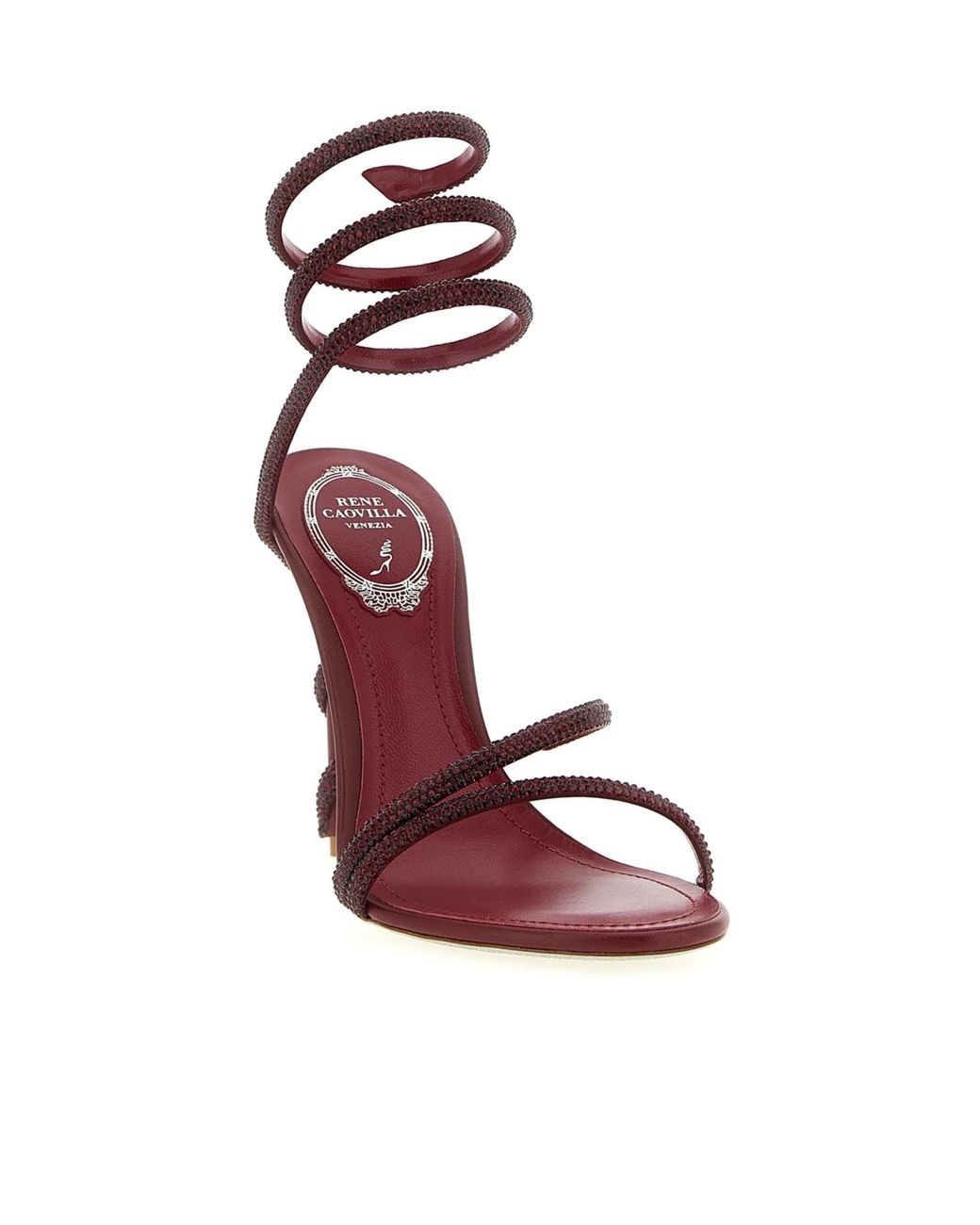 Rene Caovilla Pink Margot Embellished Spiral Heeled Sandals