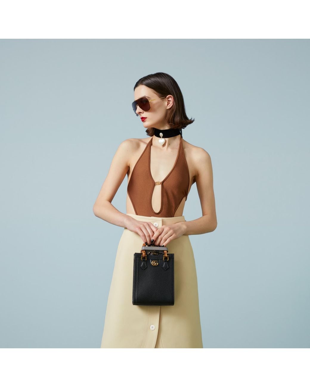 Gucci Black Mini Diana Tote Bag