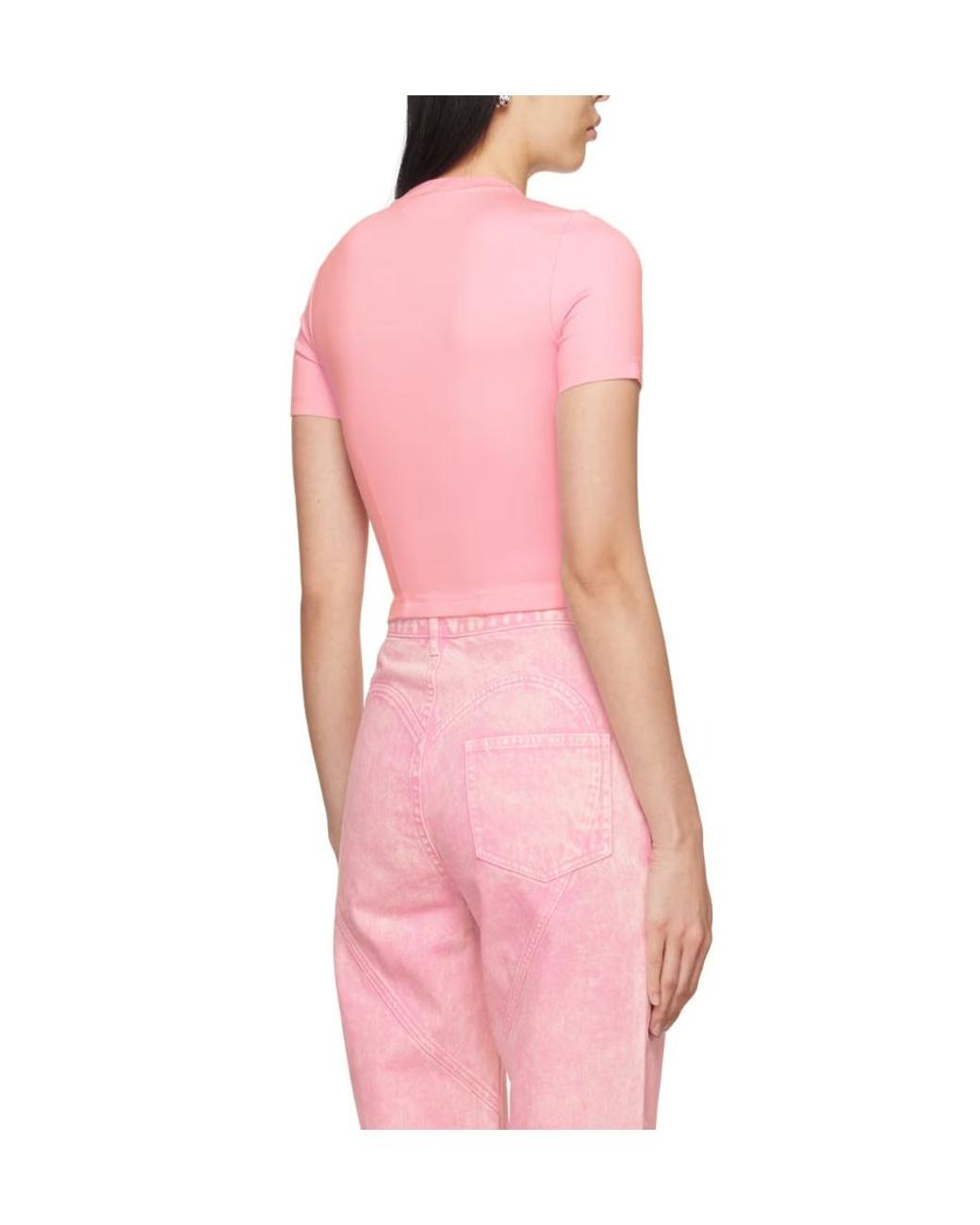 Area Pink Crystal-Embellished Bustier-Cup T-Shirt