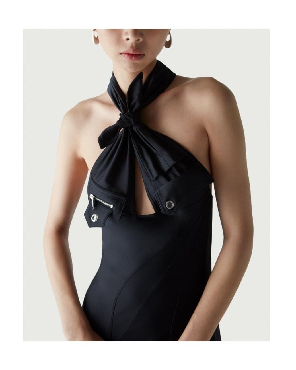Coperni Black Racing Halterneck Mini Dress