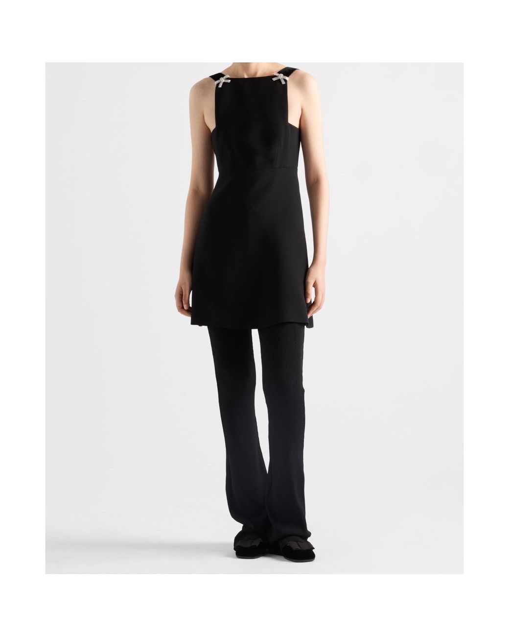 Prada Black Bow Detailed Cady Mini Dress