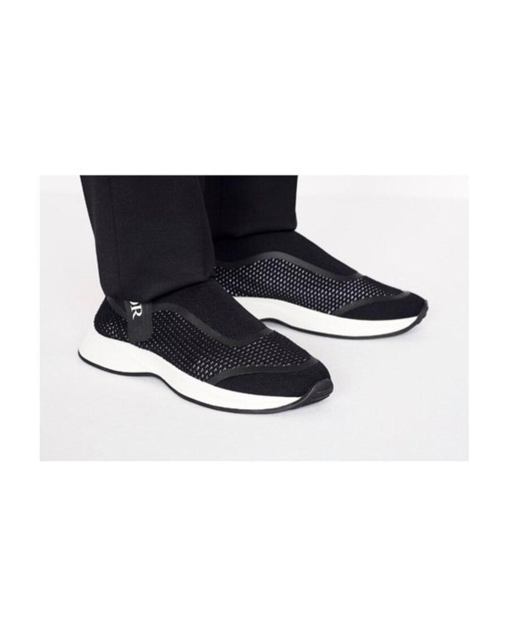 Dior Black Printed Logo High-Top Casual Sneakers for men