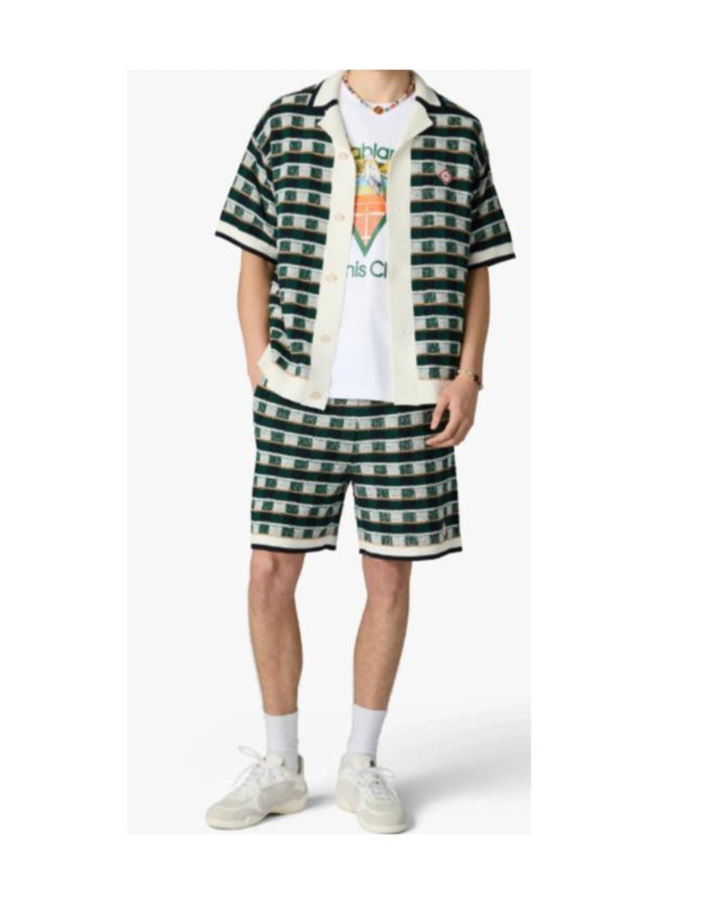 Casablanca Green Checked Knitted Shorts for men