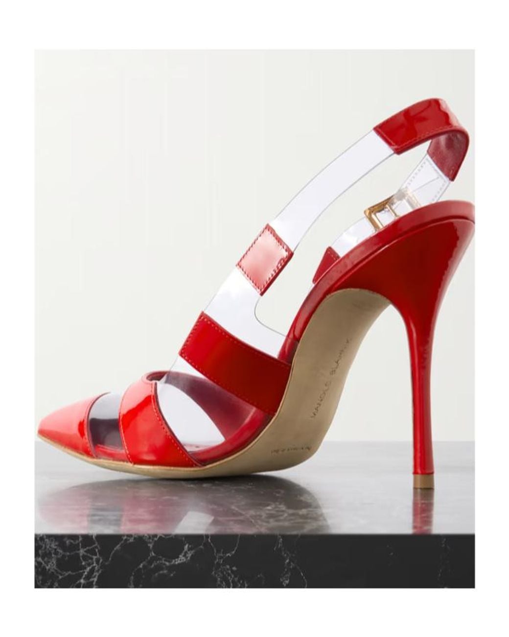 Manolo Blahnik Red Buckle-Fastening High-Heel Sandals