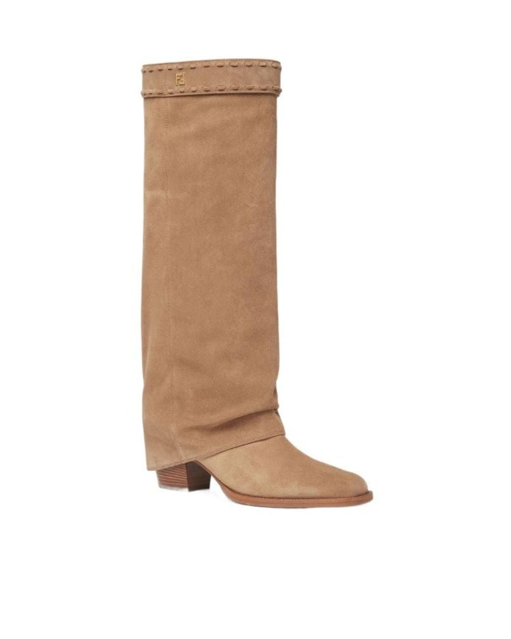Fendi Brown Minerva Square-Toe Knee-High Boots