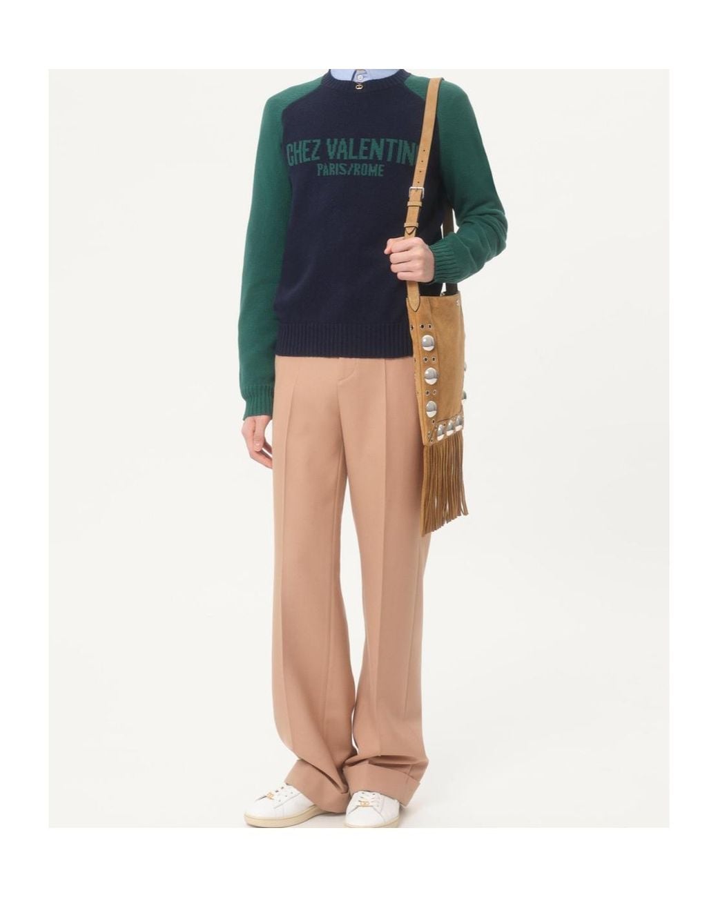 Valentino Blue Chez Logo Intarsia Crewneck Jumper for men