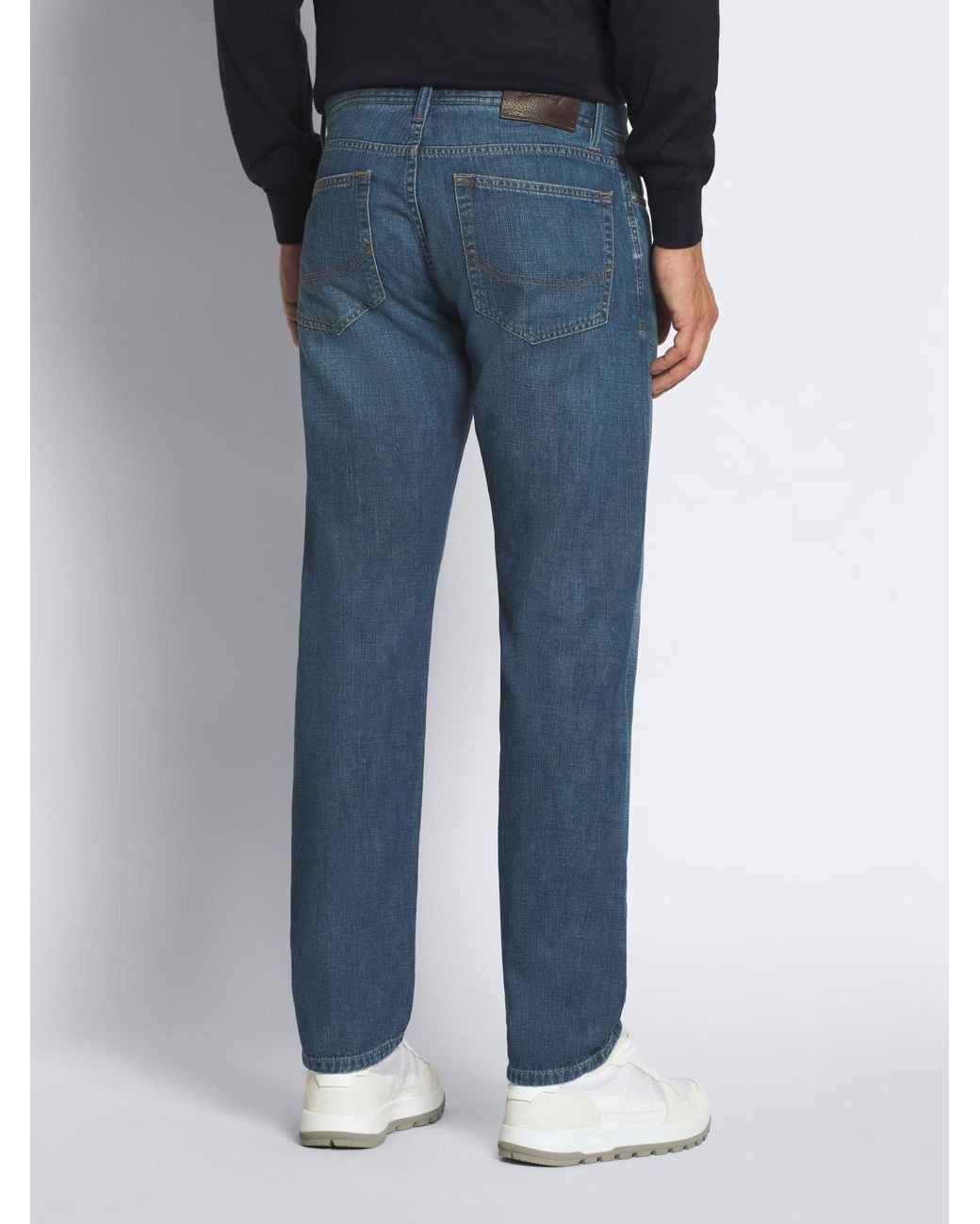 Brioni Blue Logo Patch Slim-Fit Jeans for men