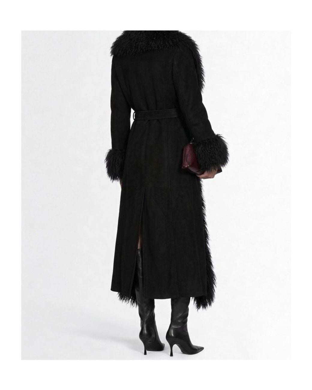 GIUSEPPE DI MORABITO Black Fur-Collared Coat