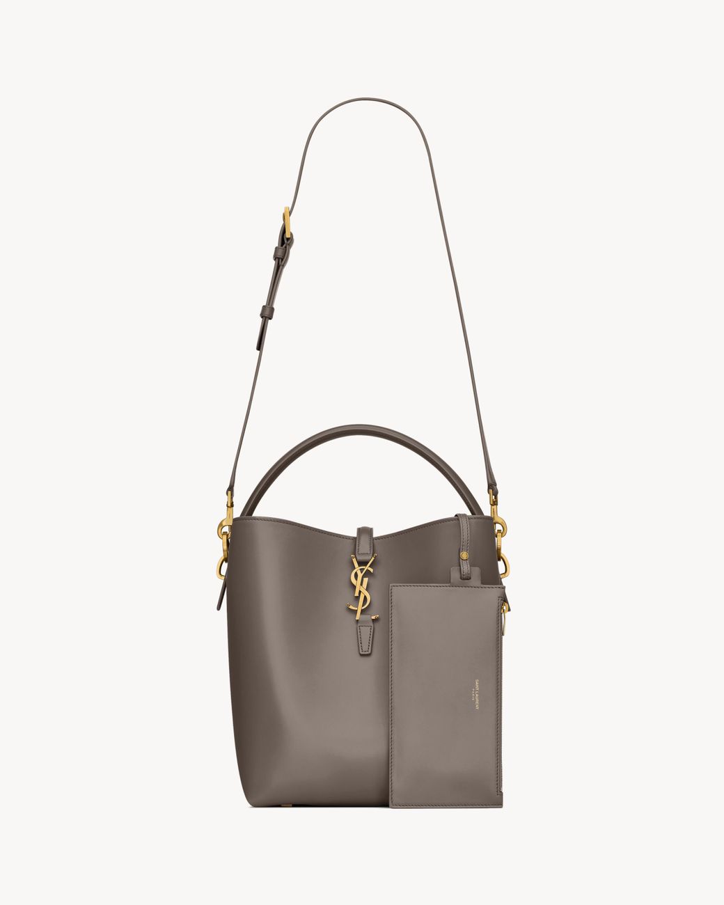 Saint Laurent Brown Logo-Plaque Top-Handle Tote Bag