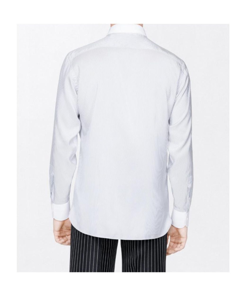 Tom Ford White Silk Ladder Stripe Fluid Fit Shirt for men