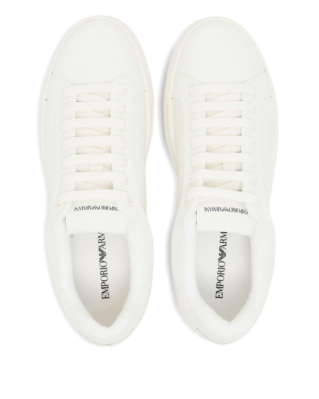 Emporio Armani White Logo-Detail Leather Sneakers for men