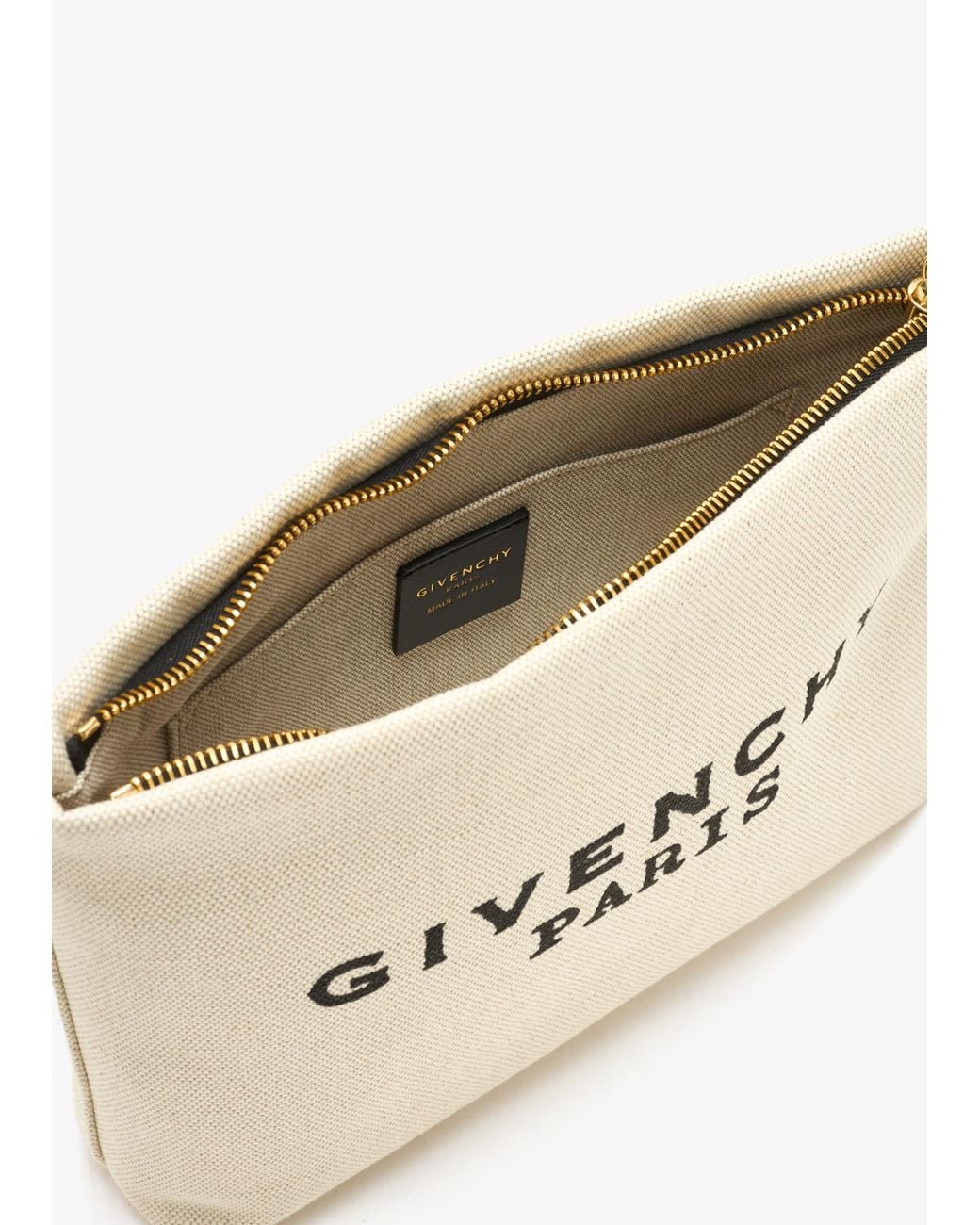 Givenchy Natural Logo Embroidered Wrist Strap Clutch Bag