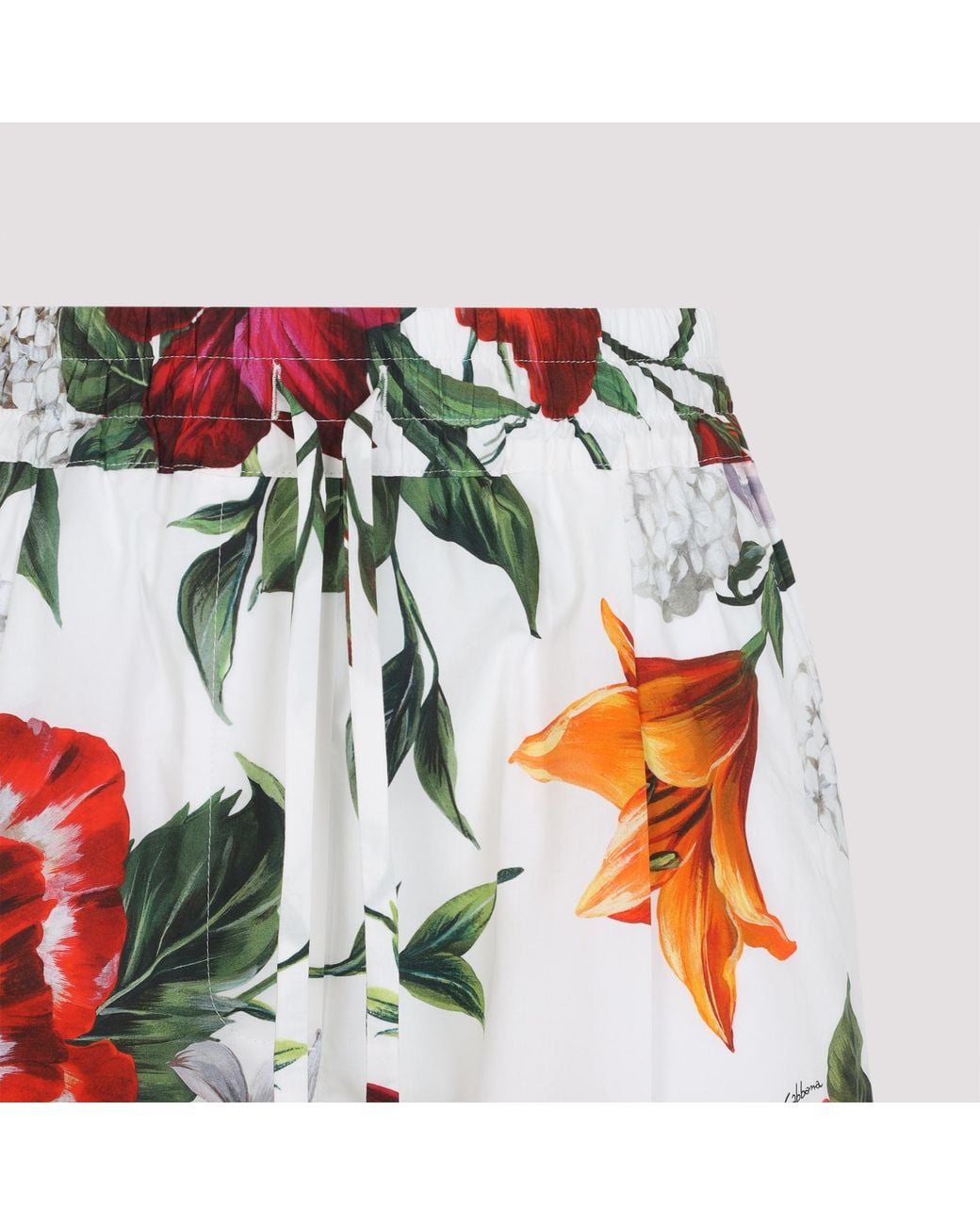 Dolce & Gabbana Red Floral Printed Cropped Leg Pants