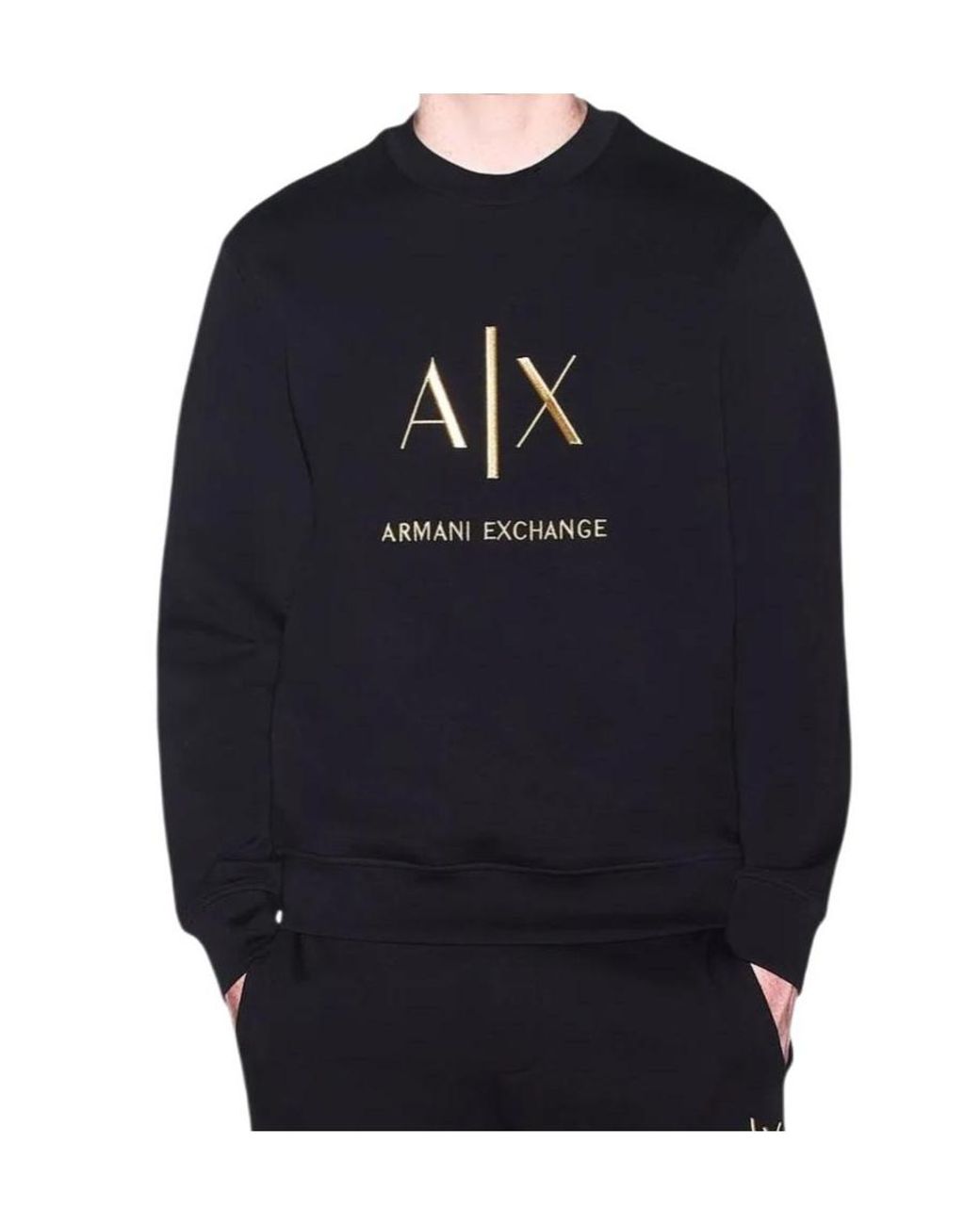 ARMANI EXCHANGE Black Logo-Embroidered Sweatshirt for men