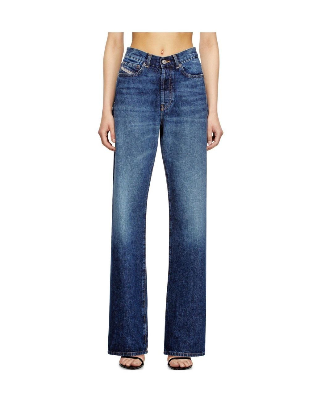DIESEL Blue High Waist Straight Leg Jeans