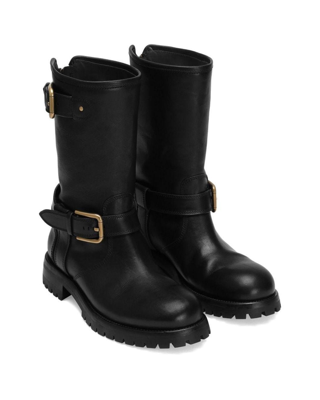 Dolce & Gabbana Black Buckle Detailed Biker Boots