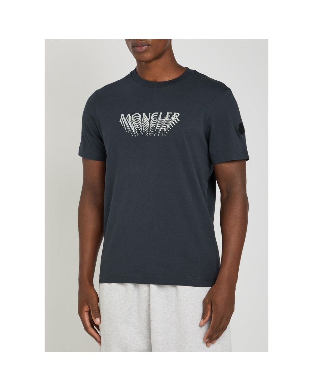 Moncler Blue Logo Cotton Short-Sleeve T-Shirt for men