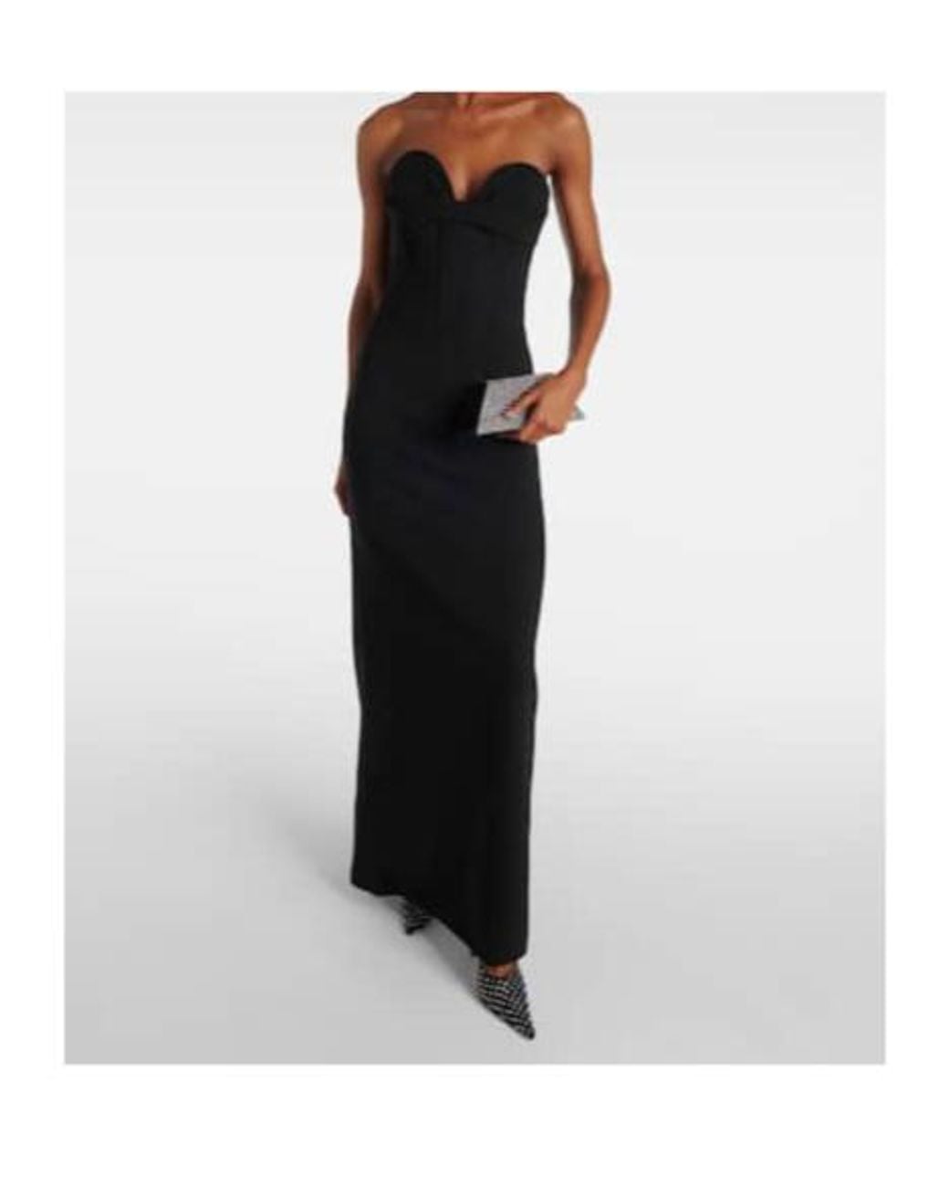 Magda Butrym Black Draped Wool-Blend Bustier Gown