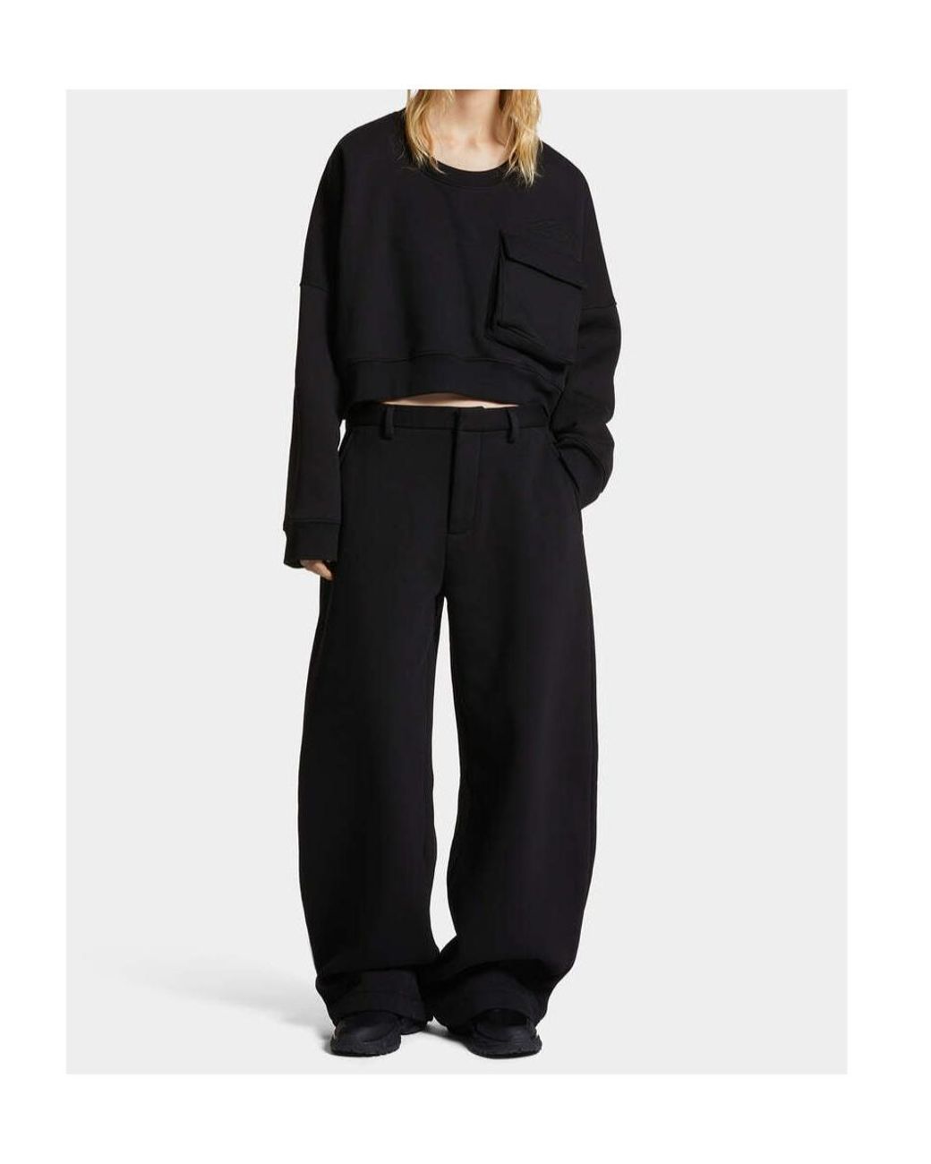 DSquared² Black Icon New Generation Onion Cropped Fit Crewneck Sweatshirt