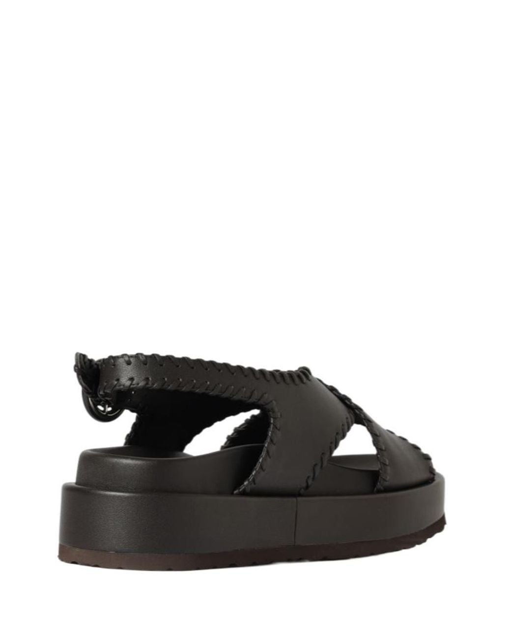 Paloma Barceló Black Round-Toe Flat Sandals