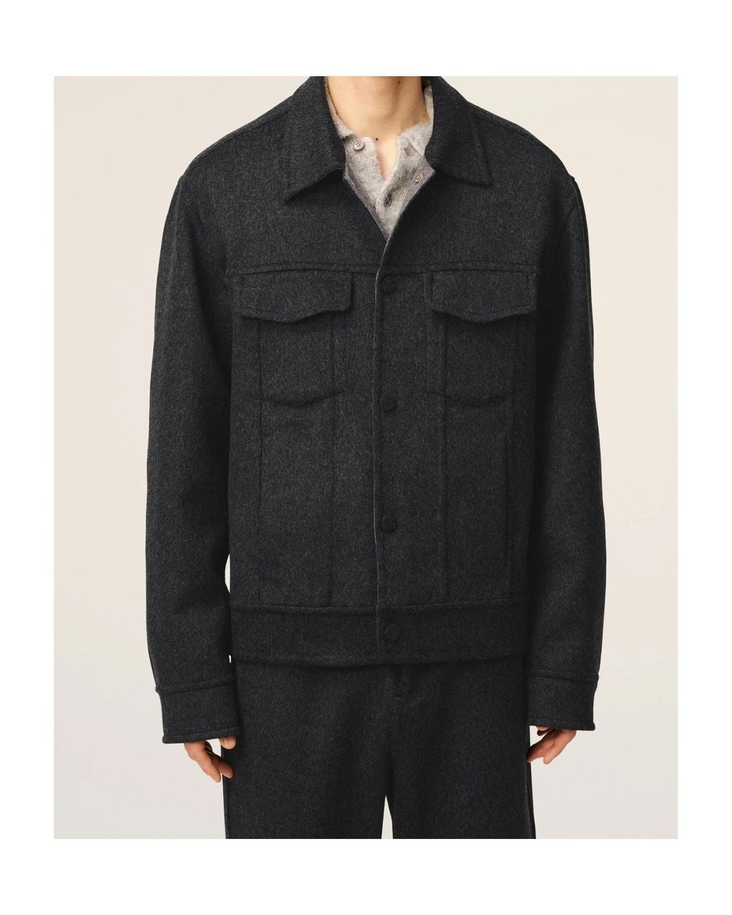AMI Black Snap Buttoned Trucker Jacket for men