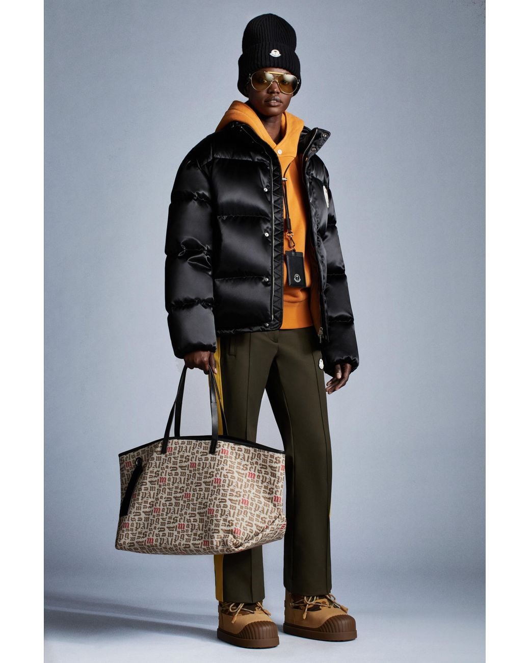 Moncler Brown Printed Handbag for men