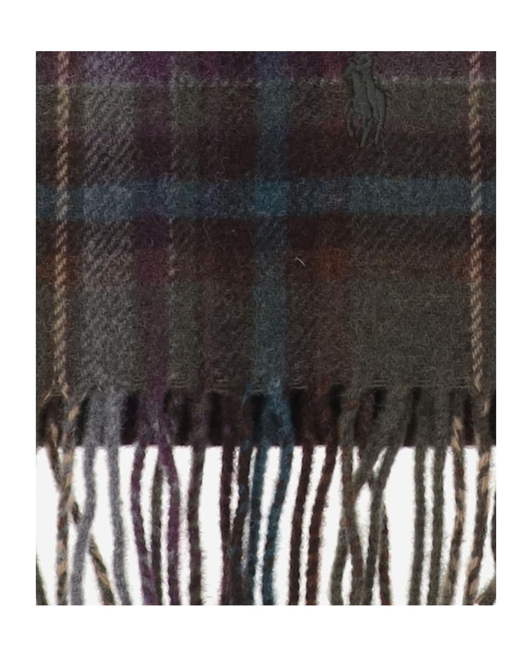 Polo Ralph Lauren Black Checked Fringed Scarf for men