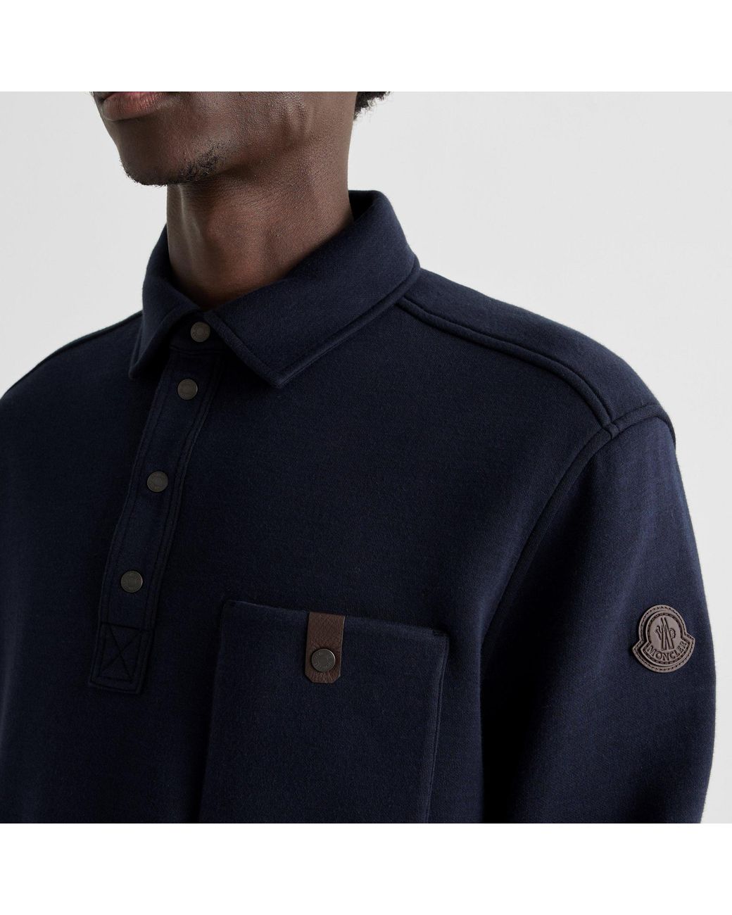 Moncler Blue Long-Sleeved Polo Shirt for men