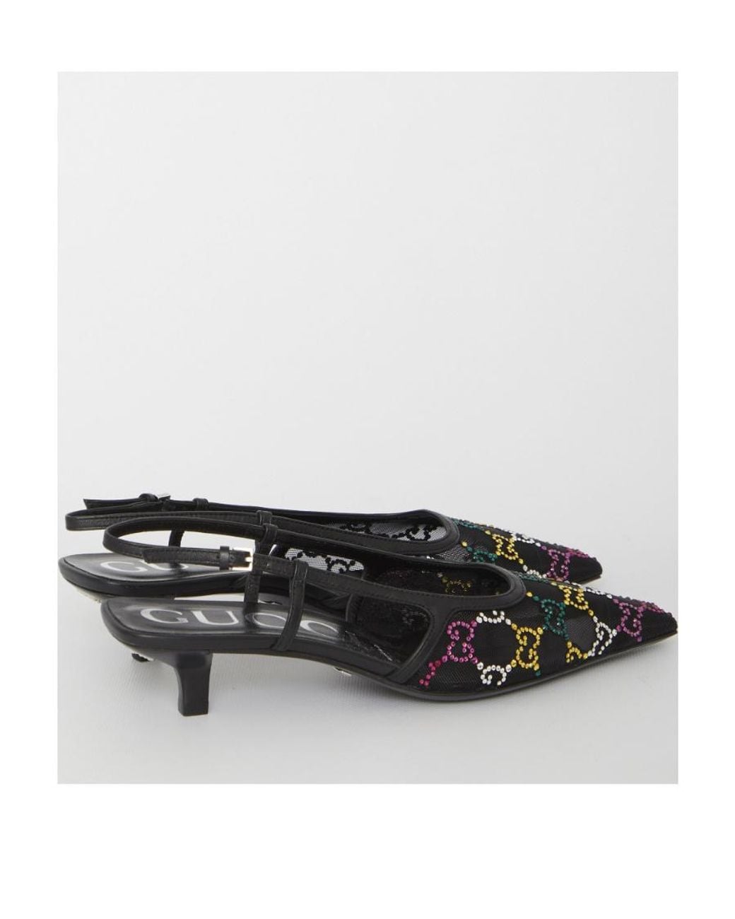 Gucci Multicolor Embellished Slingback Pumps