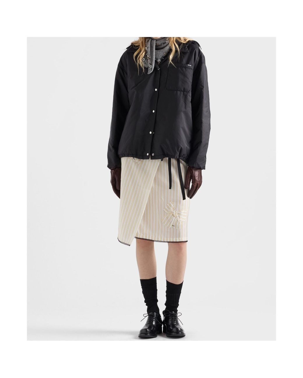 Prada Black Button-Up Hooded Jacket